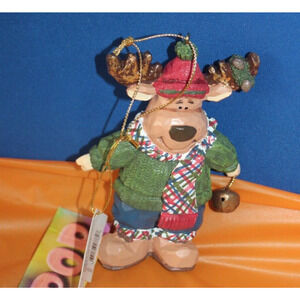 Vintage American Greetings Carlton Reindeer In Winter Gear Holiday Ornament